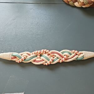 Colorful Braided Braided Rope Belt Vintage 80's. Coral Green Cream 31"